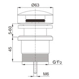 40mm Gun Metal Pop Up Waste Universal Non Overflow