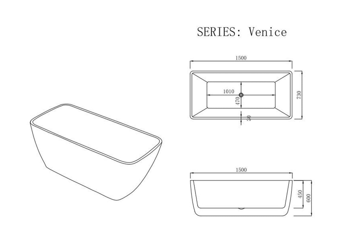 Venice Freestanding Bathtub - Gloss White