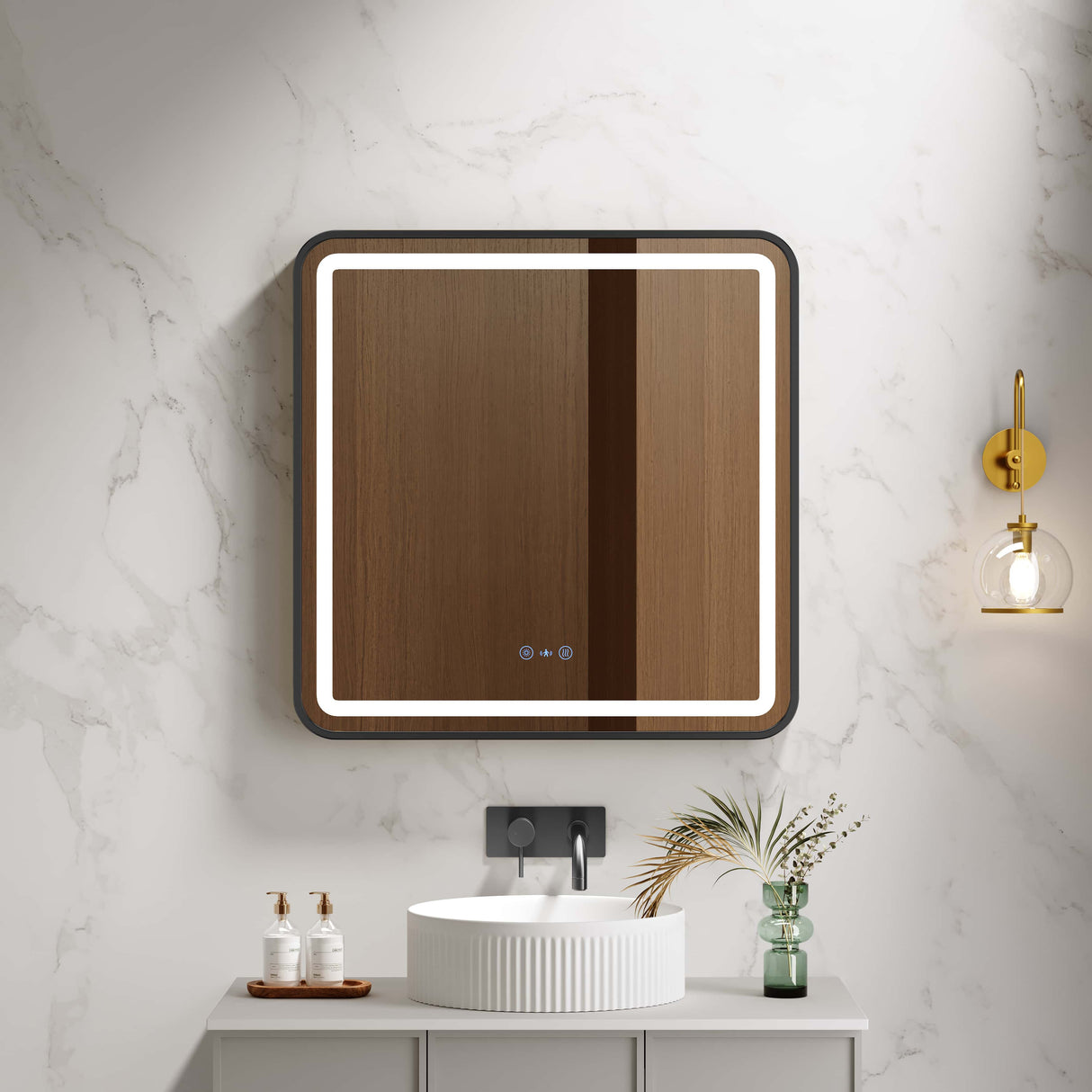 Venus 600×750 / 750×900 / 1200×750mm LED Rectangular Mirror – Matt Black Frame