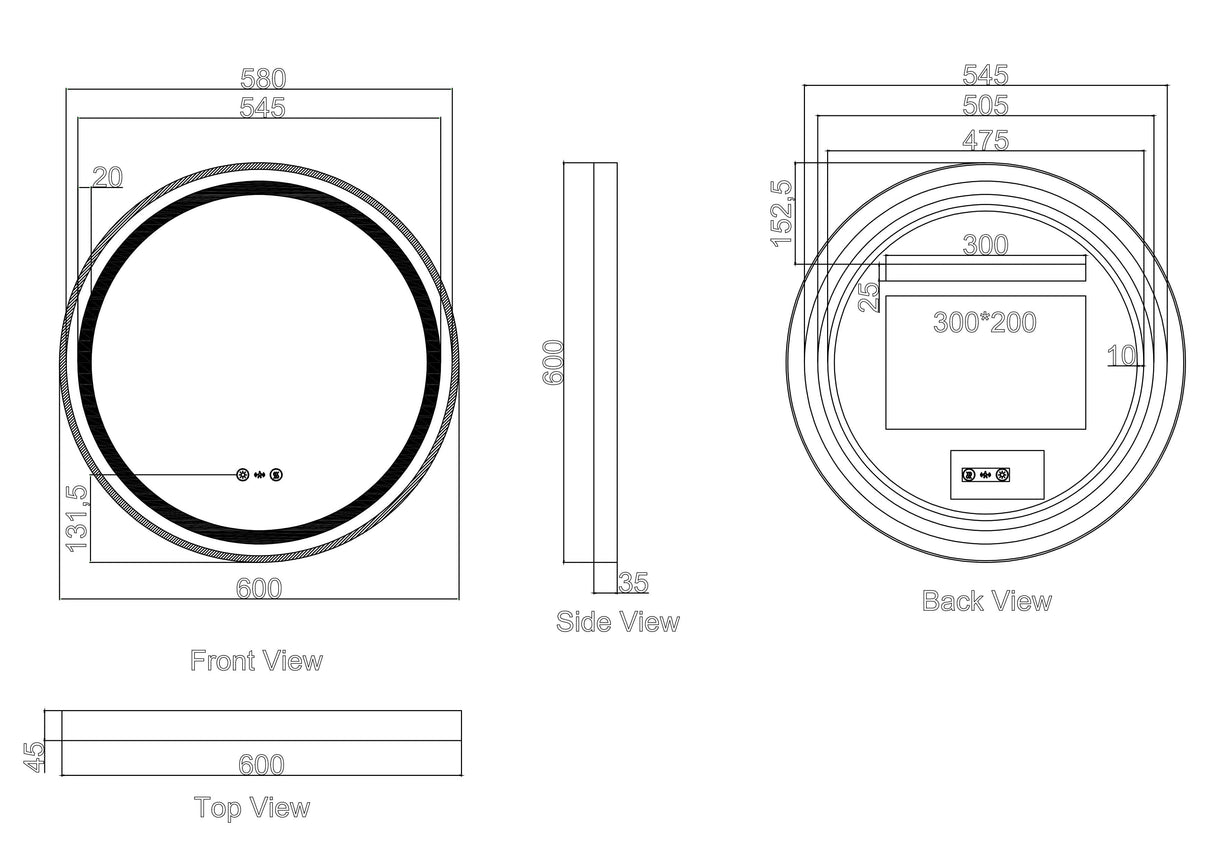 Venus 600/750/900mm LED Round Mirror – Brushed Nickel Frame