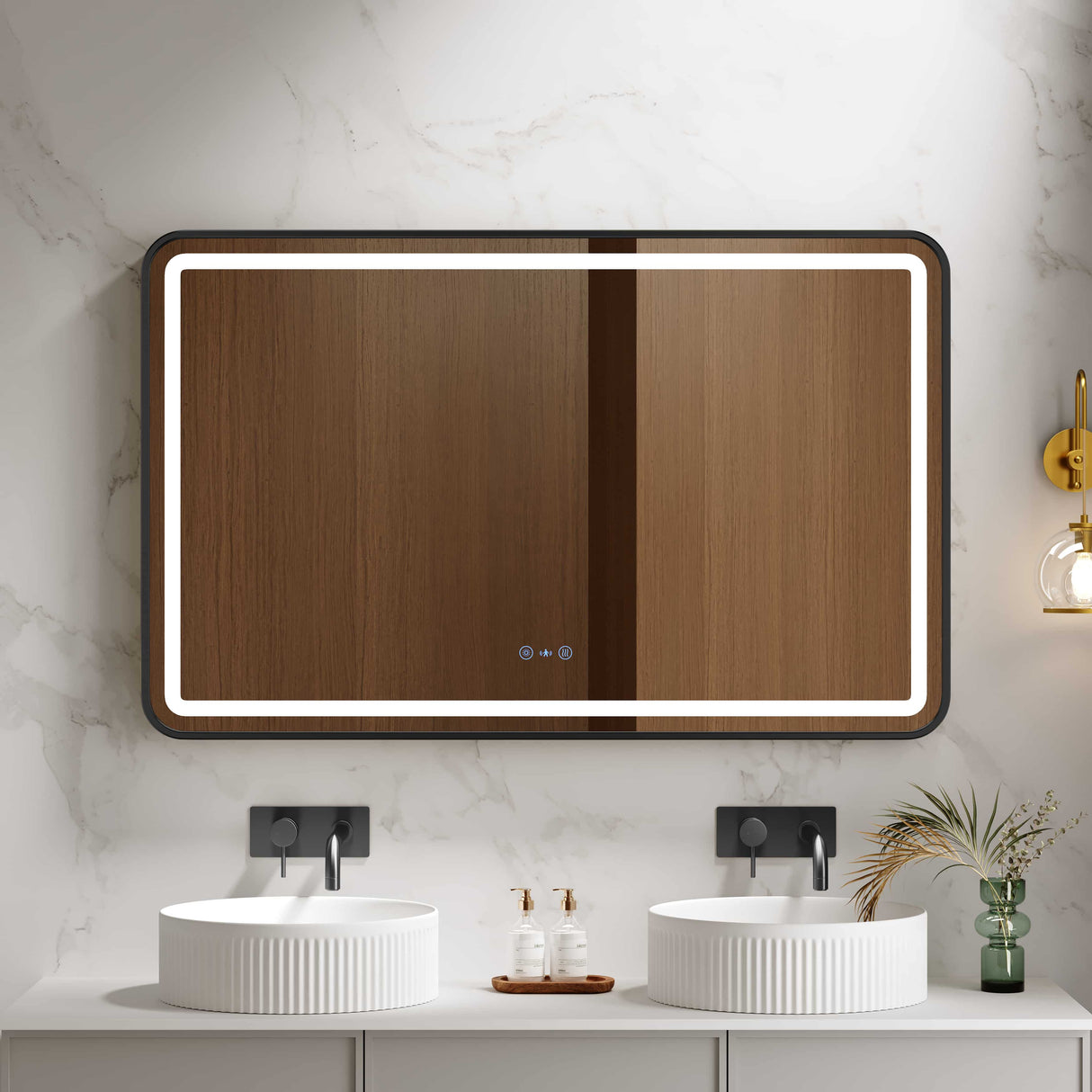 Venus 600×750 / 750×900 / 1200×750mm LED Rectangular Mirror – Matt Black Frame