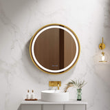 Venus 600/750/900mm LED Round Mirror – Brushed Gold Frame