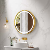 Venus 600/750/900mm LED Round Mirror – Brushed Gold Frame