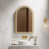 Venus 600×900mm LED Arch Mirror– Brushed Gold Frame