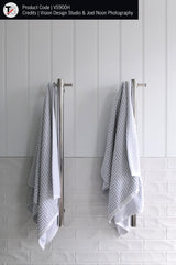 VS900H Straight Round Vertical Single Polished Heated Towel Rail