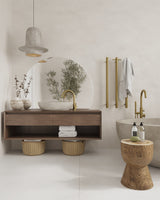 VS900HBG Brushed Gold Round Vertical Single Heated Towel Rail