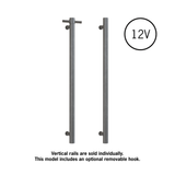 VS900HBGM Brushed Gun Metal Round Vertical Single Heated Rail