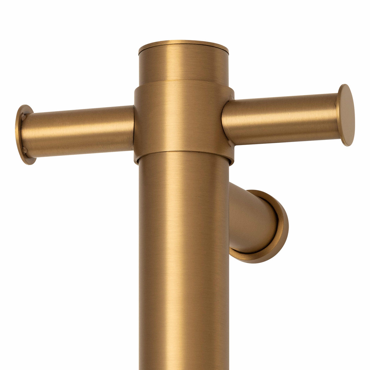 VS900HBG Brushed Gold Round Vertical Single Heated Towel Rail
