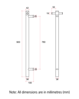 VS900HGM Gun Metal Straight Round Vertical Single Heated Towel Rail