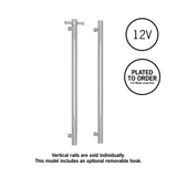 VS900HPL Straight Round 12V Vertical Single Polished Heated Towel Rail