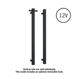 VS900SHB Matt Black Square Vertical Single Bar Heated Towel Rail