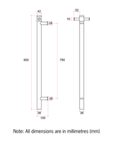VSH900H Round 240Volt Vertical Single Polished Heated Towel Rail