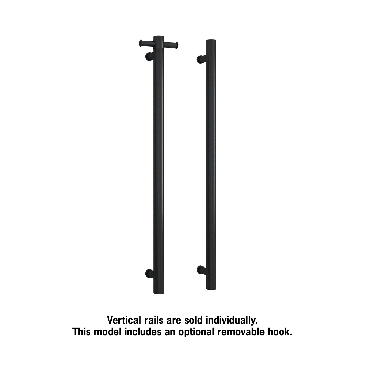 VSH900HB Matt Black Round 240Volt Vertical Single Heated Rail