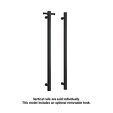 VSH900HB Matt Black Round 240Volt Vertical Single Heated Rail