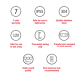 VW900BN Brushed Nickel Triple Tube Vertical Single Heated Towel Rail