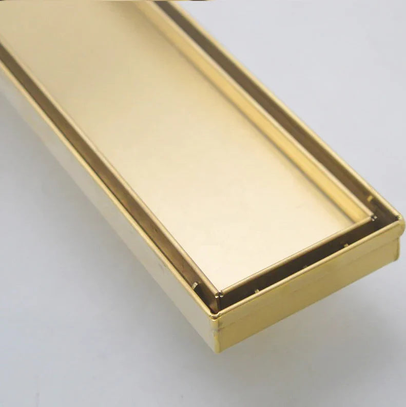 Wide Brushed Gold Tile Insert Floor Grate 600~3000 (L) X 100 (W) MM