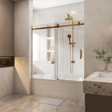 Frameless Adjustable Over Bath Wall to Wall Sliding Shower Screen