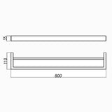 IVANO - 800mm Gunmetal Double Towel Rail