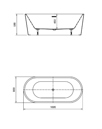 Dahlia 1700 Oval Freestanding Bath Tub