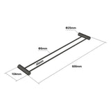 600mm Gunmetal Double Towel Rail