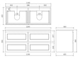 Fremantle Double Bowl Wall Hung Vanity 1200X450X560MM