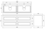 Fremantle Double Bowl Wall Hung Vanity 1500X450X560MM