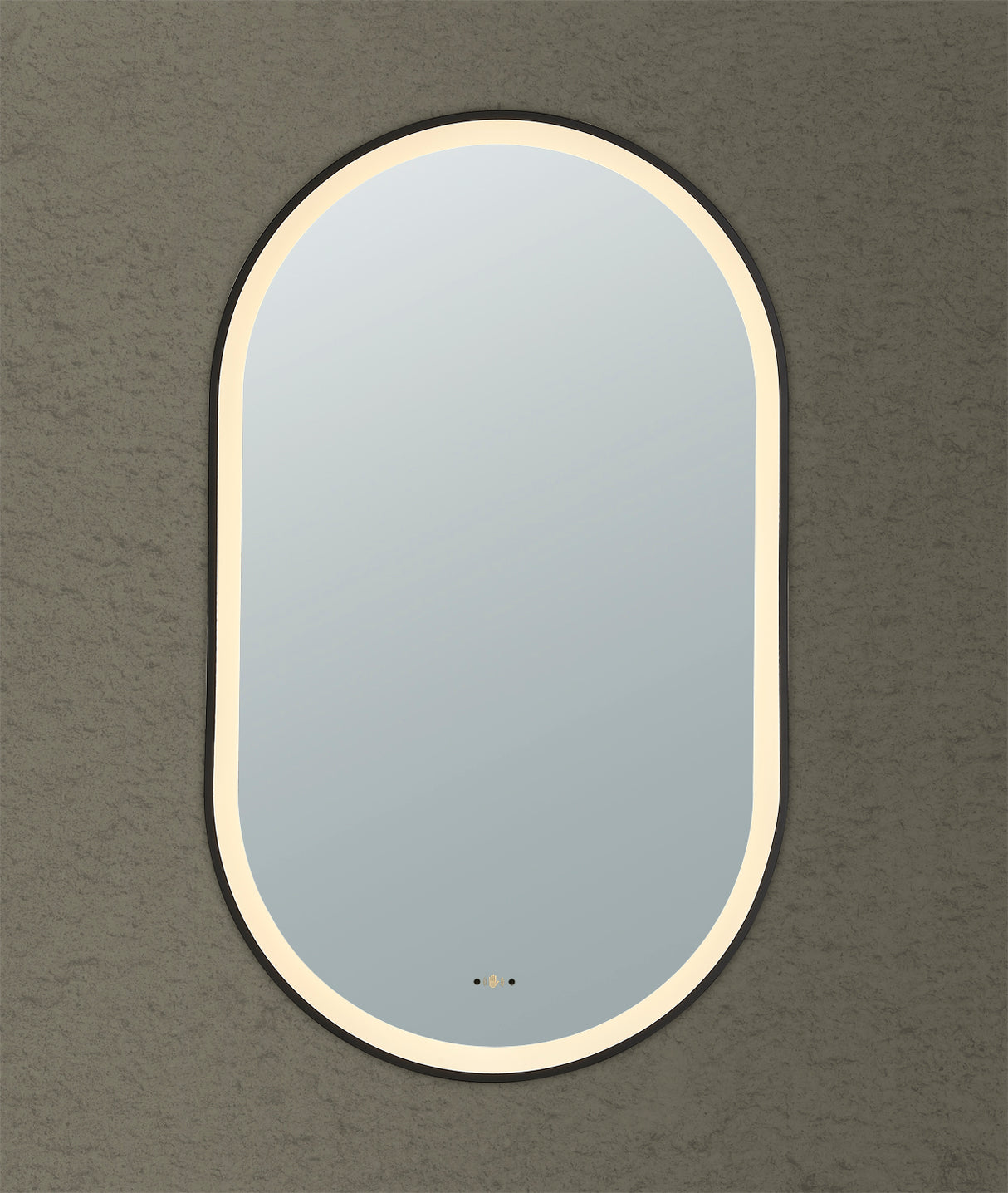 Olivia Matte Black Oval Touchless 600 X 1000 Framed LED Mirror - Three Light Temperatures