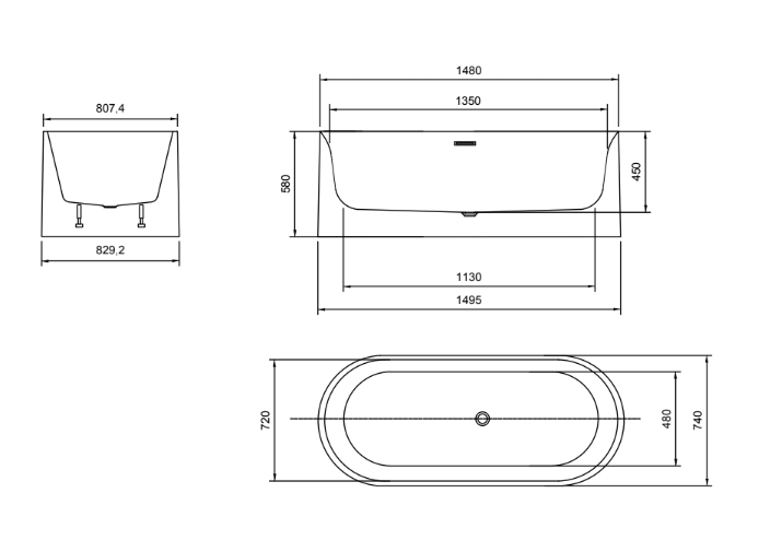 Nyx Fluted Freestanding Bath tub | 1500 x 750mm