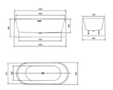 Nyx Fluted Freestanding Bath tub | 1700 x 800mm