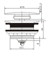 40mm Brushed Brass Bathtub Pop Up Waste Non Overflow